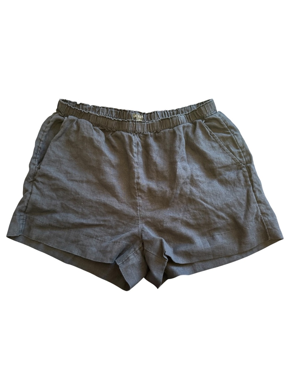 J. Crew 100% Linen Women’s Elastic Waist Flat Front Shorts in Navy Blue Medium